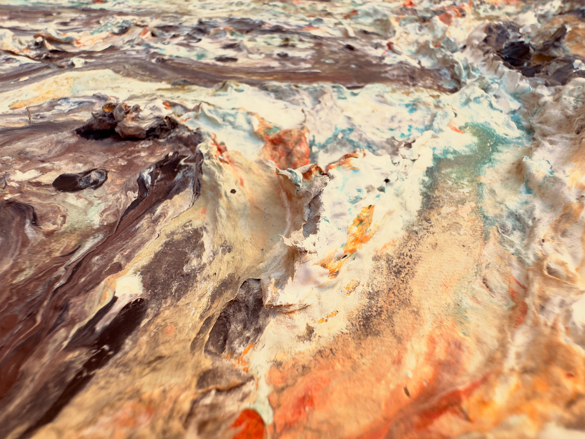 Mediterráneo 2026 – Detalle 2, textura con capas de materia en relieve